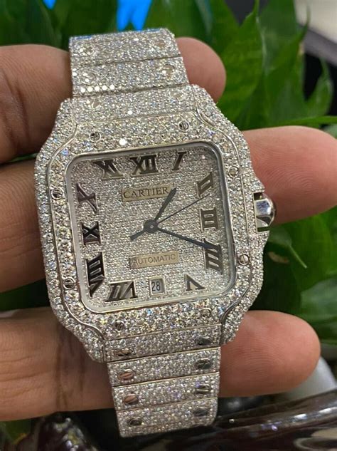 mens cartier watch diamonds|men's diamond watch real.